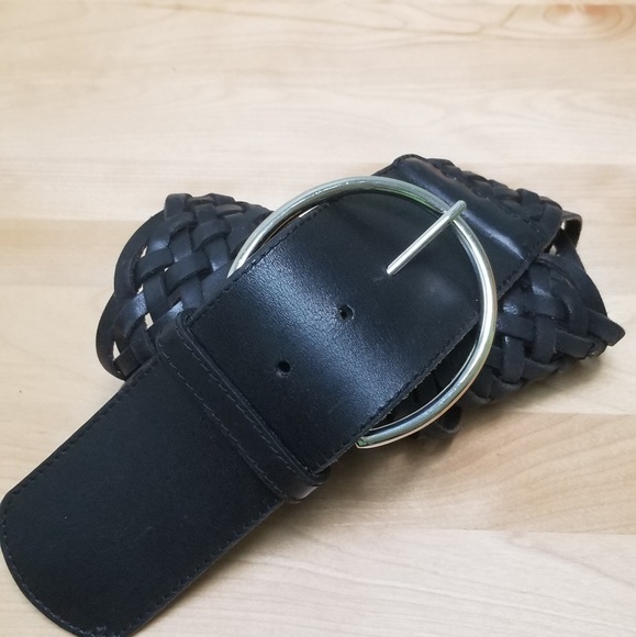 BARAMI | BLACK BRAIDED WIDE BELT SILVER BKLE, SZ L